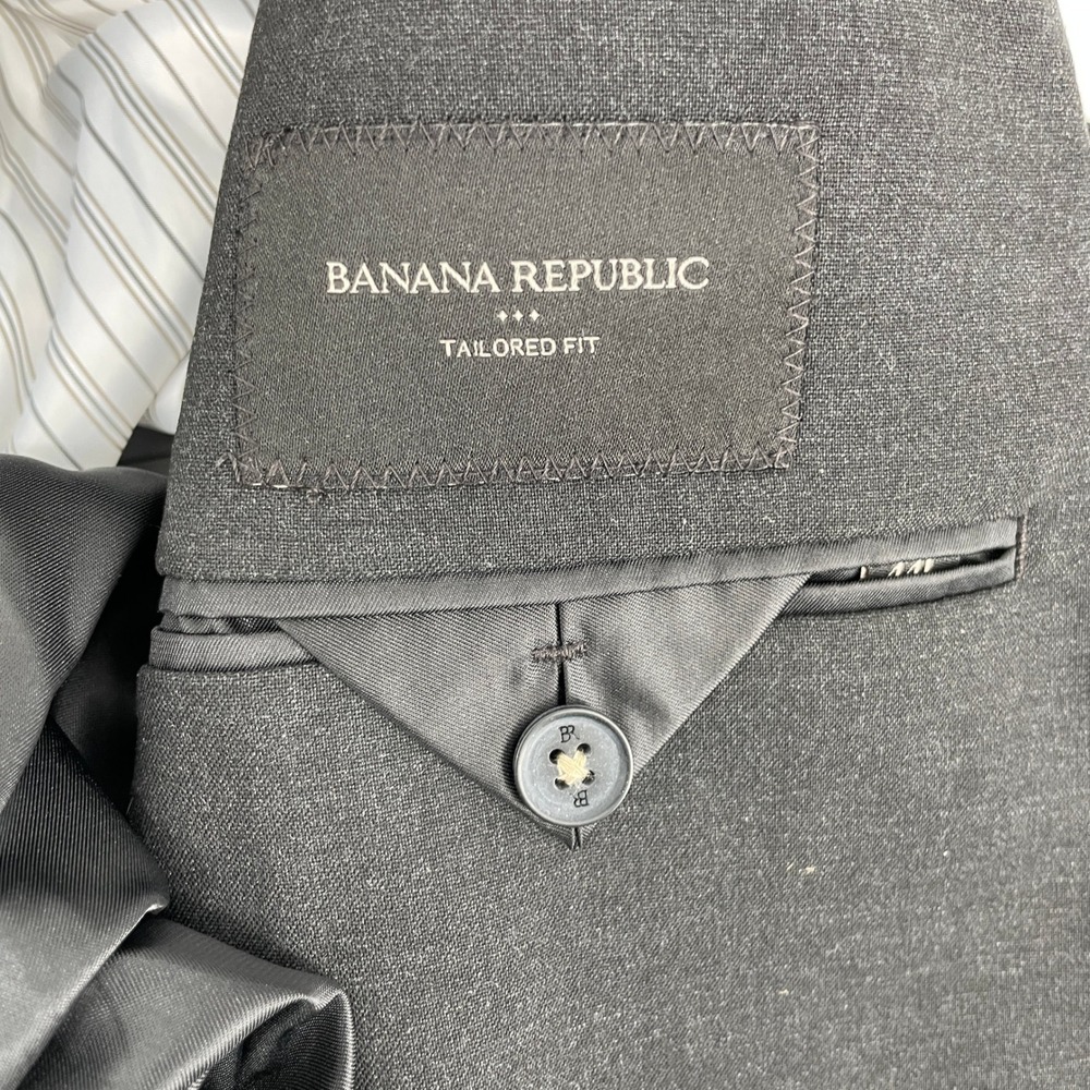 Banana Republic Tailored Fit Blazer Mens 44L Charcoal Grey Business Suit Jacket - Picture 9 of 10